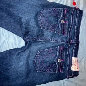Womens size 32 True Religion skinny jeans *purple stitching* New with Tag